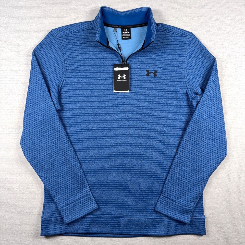 Under Armour Golf Storm SweaterFleece 1/4 Zip Pullover Mens Size M Blue Poly NEW